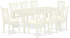 East West Furniture DOCL9-LWH-C 9 Piece Dining Table Set Includes a Rectangle Wooden Table with Butterfly Leaf and 8 Linen Fabric Dining Room Chairs, 42x78 Inch, Linen White