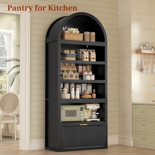 81" Tall Arched Cabinets,Bookcase with Drawer storage,Mid-Century Modern...
