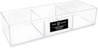 Isaac Jacobs Large 3-Compartment Acrylic Stackable Organizer (12.9" L x 5" W x 2.7" H), Multi-Sectional Tray & Storage Solution for Makeup, Craft Supplies, Bathroom, Kitchen, Office (Clear)