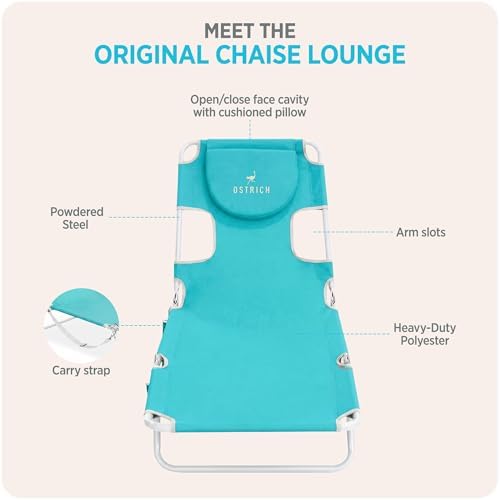 Ostrich The Original Chaise Lounge 72"x22" Portable Reclining Loung...