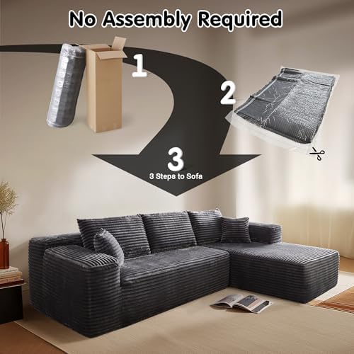 ovios 104" Cloud Couch with L-Shape Chaise,Modern Sectional Modular Sofa...