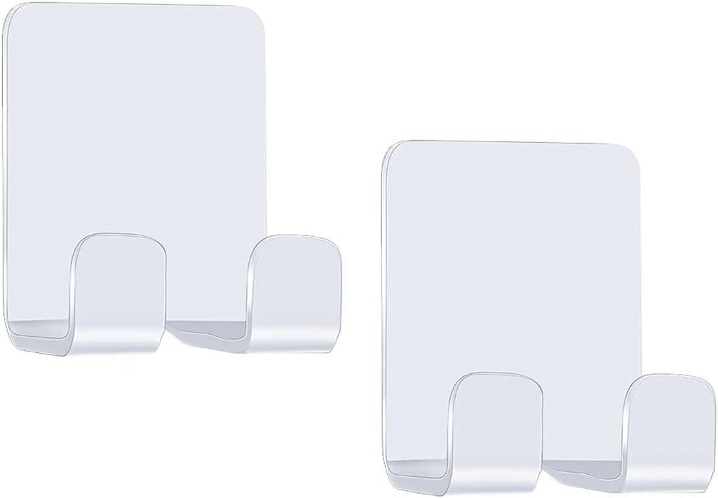 Razor Holder Hooks Shower Hook with Acrylic Adhesive for Razor Bathroom Kitchen Organizer for Razor Plug Towelrazor Hooks (Acrylic Razor holder-2pcs White)