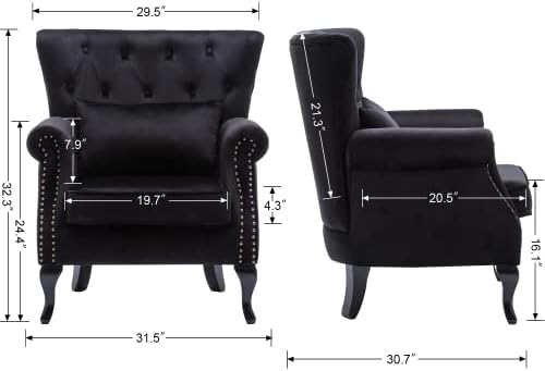 Mid Century Modern Accent Chair Upholstered Armchair Comfy Velvet Fabric Sing...