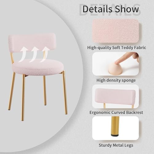 Gold Round Glass Dining Table Set for 4, 36'' Small Modern Kitchen Ta...