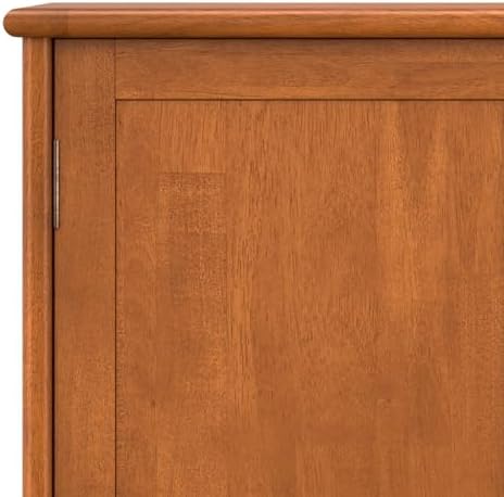 SIMPLIHOME Draper 50" Wide Solid Wood 3-Door Buffet in Teak Brown