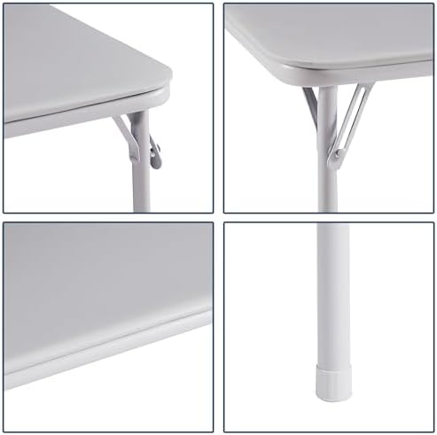 VECELO Portable Folding Card Table Square and Chair Set (5pc) with Collapsibl...