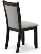 East West Furniture DLMZ3-AB6-06 3 Piece Modern Dining Table Set Contains a Round Wooden Table with Dropleaf and 2 Shitake Linen Fabric Parsons Dining Chairs, 42x42 Inch, Wirebrushed Black