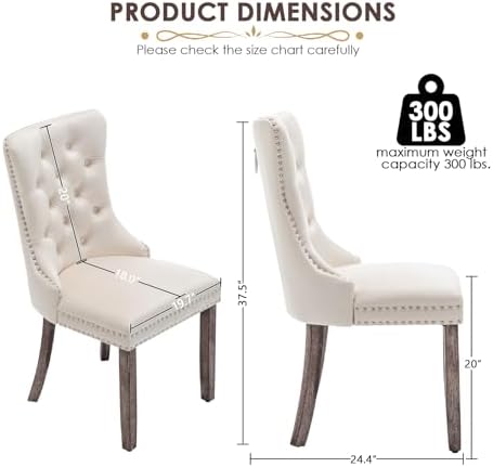 Velvet Dining Chairs, Tufted Kitchen & Dining Room Chairs, Beige, Set of 6