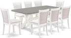 East West Furniture X097MZ001-9 9 Piece Kitchen Table Set Includes a Rectangle Dining Table with X-Legs and 8 Cream Linen Fabric Parson Dining Room Chairs, 40x72 Inch, Multi-Color