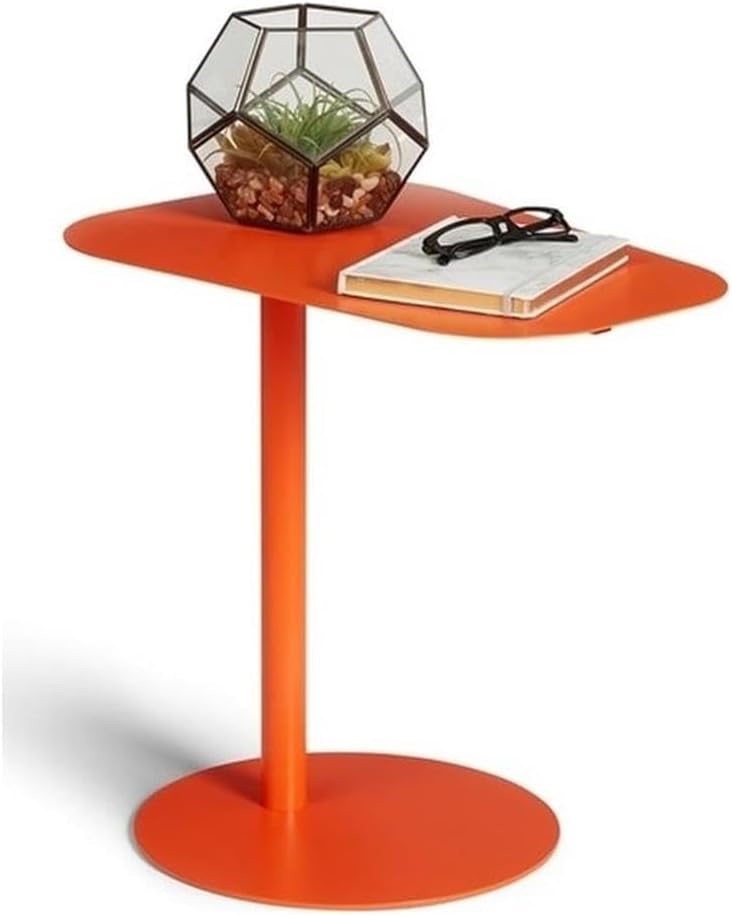 MAKLAINE Modern Metal End Table, 20 in H x 19.75 in W, Powder-Coated Steel, V...
