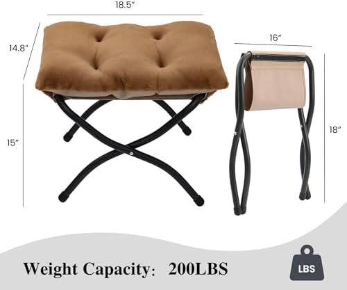 15"(H) Folding Ottoman, Foldable Footrest Stool, Portable Small Foot Sto...