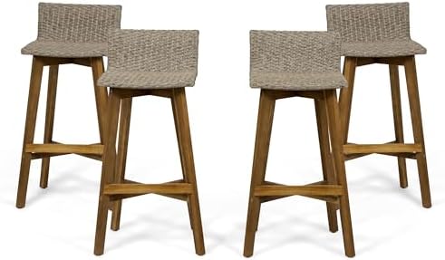 Christopher Knight Home La Brea Outdoor Acacia Wood and Wicker Barstools (Set...