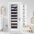 SLEEPING LAMB Over The Door Shoe Organizer for Closet with Large Deep Pockets, Narrow Shoe Rack for Door Hanging Boots Storage, Black