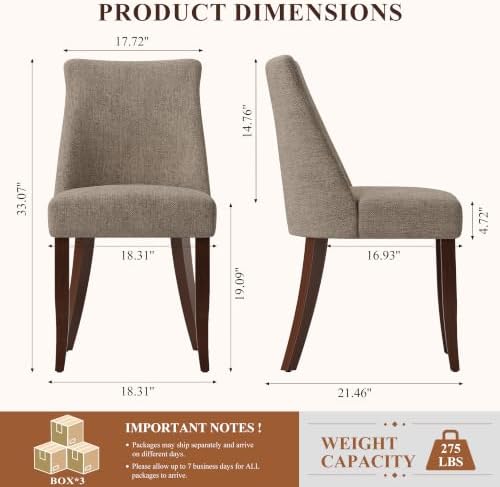 COLAMY Upholstered Dining Chairs Set of 6, Mid Century Modern Kitchen Chairs ...