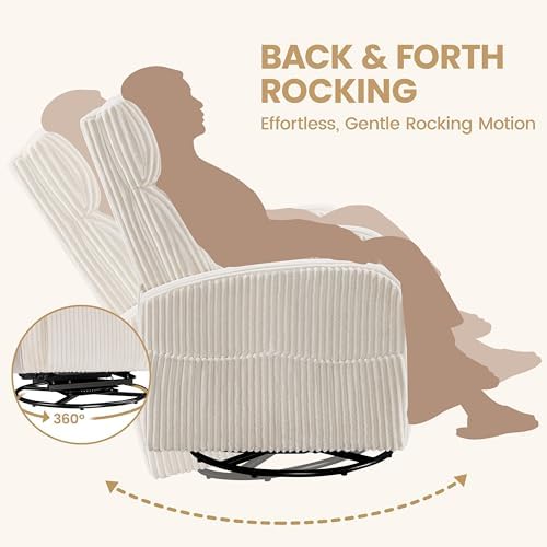Yaheetech 360° Swivel Nursing Chair with Side Pockets, Beige
