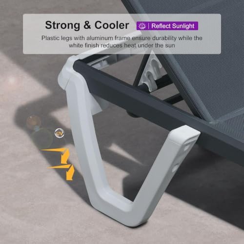 PURPLE LEAF Paiot Chaise Lounge Set of 2 Chaise Lounge w/Wheel, Dary Grey | S...