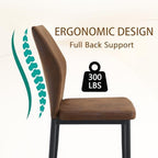 Brown Dining Chairs Set of 6,Rustic Kitchen Chairs for Dining Room | Rustic Farmhouse Upholstered, Soft Cushion and Black Metal Legs, Mid Century Modern, Easy to Assemble For Home Office