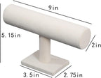 Coward T-Bar Bracelet Holder Organizer Jewelry Display Scrunchie Hair Ties Watch Stand for Home Organization Storage or Store Show Sell (Beige Velvet)