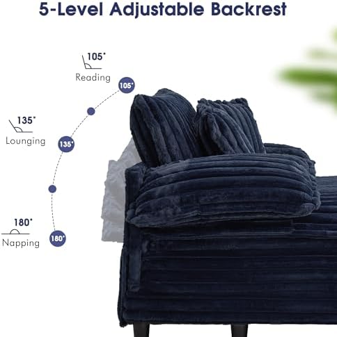 WESTSETLUX 54.8" W Oversized Chaise Lounge Chair Indoor with 5-Position ...
