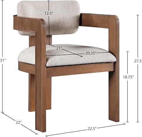 Meridian Furniture Sacha Linen Blend Dining Chair, Beige, Set of 2 | Dining C...