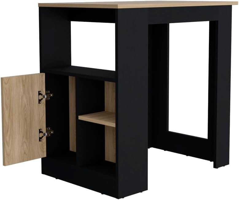 Kitchen Island Wynne with Black+Natural, Engineered Wood | Engineered wood ki...