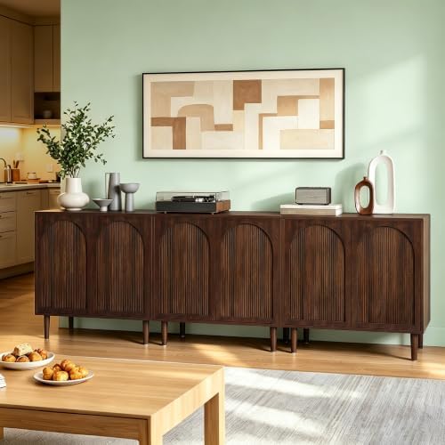 Bifins 31.5” Dark Walnut Sideboard Buffet Cabinet with Storage Set of 3