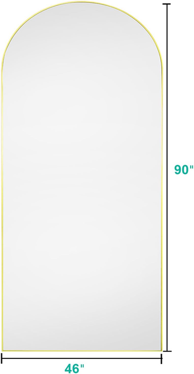 BEVERDY Arched Floor Mirror, 46" x 90" Oversized Full Body Mirror, ...
