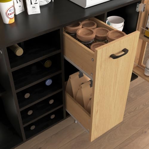 59in H Pantry Cabinet with Charging Station, Buffet Sideboard for Coffee Make...