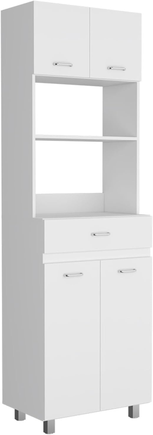 Microwave Double Door Cabinet, One Drawer, One Shelf for Microwave, White,for...