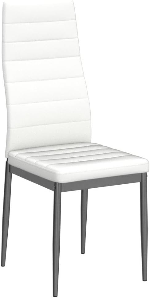 Karl home White Dining Chair Set of 4, Leather Dining Chairs with Curved Back...