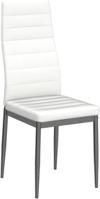Karl home White Dining Chair Set of 4, Leather Dining Chairs with Curved Back & Foot Cap Protection for Dining Kitchen Living Room, 300lbs Capacity