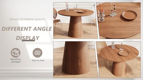 JUSTONE 43.3" Round Dining Table for 4-6,Wood Farmhouse Rustic Kitchen T...
