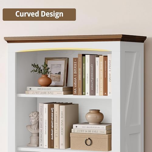 IRONCK 43" Tall 3-Tier Bookshelf, Farmhouse Bookcase White