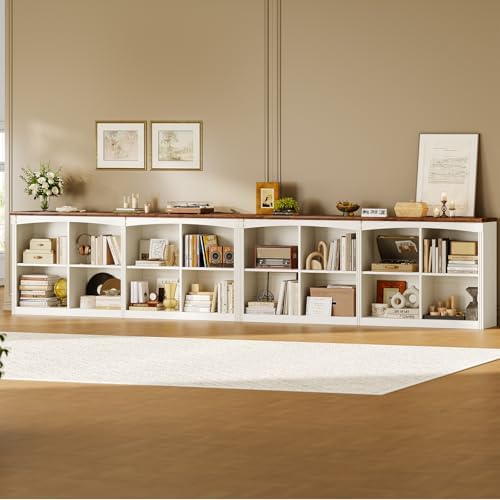 UPOSOJA 63’’ Extra Long 8 Cube Storage Organizer Bookcase,Long Bookshelf, Cub...