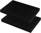 2pcs/Set Velvet Jewelry Tray, Grids Large Storage Tray for Bracelet Bangle Beads Display, Jewellery Organizer Box Tray for Home Drawer or Shop Store Selling Show (Black Velvet)
