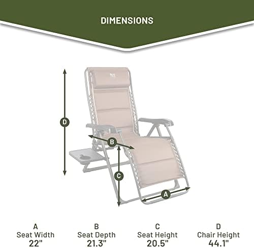 TIMBER RIDGE Zero Gravity Chairs, Folding Recliner Chair Padded with Cup Hold...