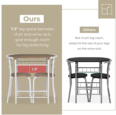 VINGLI 3 Piece Dining Set,Small Kitchen Table Set for 2,Breakfast Table Set,K...