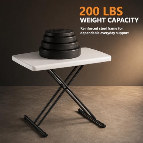 Folding Table, TV Tray with 3 Levels Adjustable Height, Heavy Duty No Assembl...