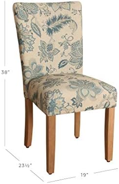 HomePop Parsons Dining Chair, Blue Jacobean (Set of 2)