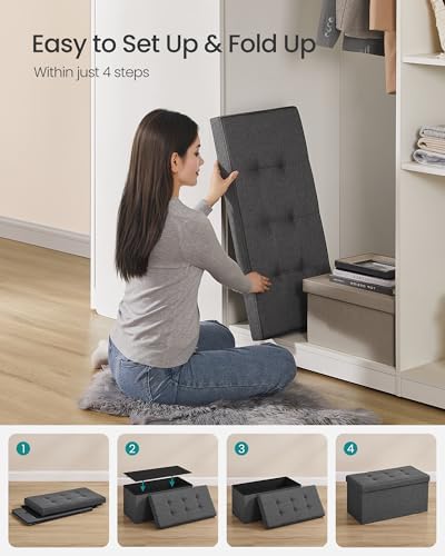 SONGMICS 30 Inches Folding Storage Ottoman Bench, Load 660 lb | Ottoman Foot ...
