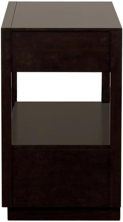 2 Drawers Nightstand with Shelf in Smoked Peppercorn Finish,for Small Spaces