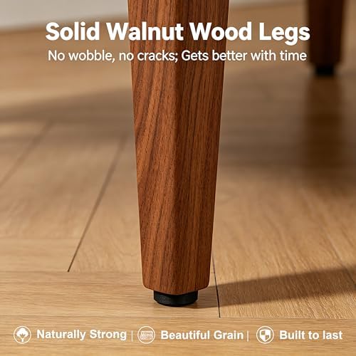 Wooden Dining Chairs Set of 4, Upholstered Kitchen Chairs with Walnut Wood Le...