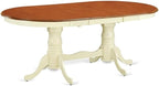 East West Furniture PLAV9-WHI-W 9 Piece Dining Set Includes an Oval Dining Room Table with Butterfly Leaf and 8 Wood Seat Chairs, 42x78 Inch, Buttermilk & Cherry