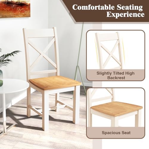 GIANTEX Farmhouse Dining Chairs Set of 4, Kitchen Chairs w/High Cross Back