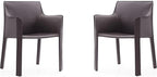 Manhattan Comfort Vogue Modern Faux Leather Dining Chairs, Metal Frame, Comfortable Padded Seat, Fully Assembled Armchair Accent Furniture, Set of 2, Grey