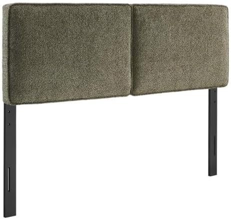 Pemberly Row Queen Headboard, Boucle Fabric Upholstery, Sage Green, Pillow-St...