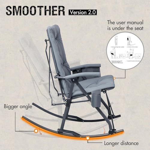 Portal Oversized Padded Folding Rocking Camping Chair Outdoor 400 LBS | Padde...