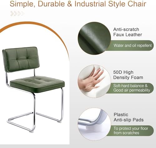 Zesthouse Faux Leather Dining Chairs Set of 6, Industrial Metal Chairs with S...