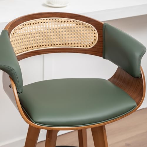 Rattan Swivel Counter Stools, Mid Century Modern Counter Stools with Back | N...