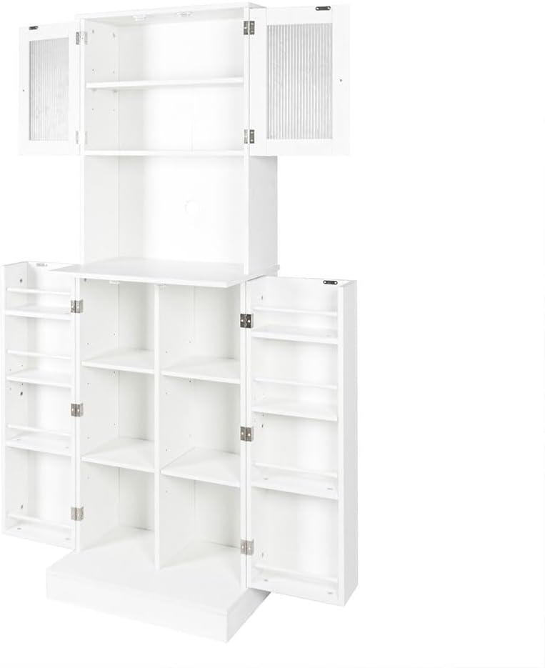 71" Kitchen Pantry Cabinet, Tall Storage Cabinet with Microwave Stand, F...